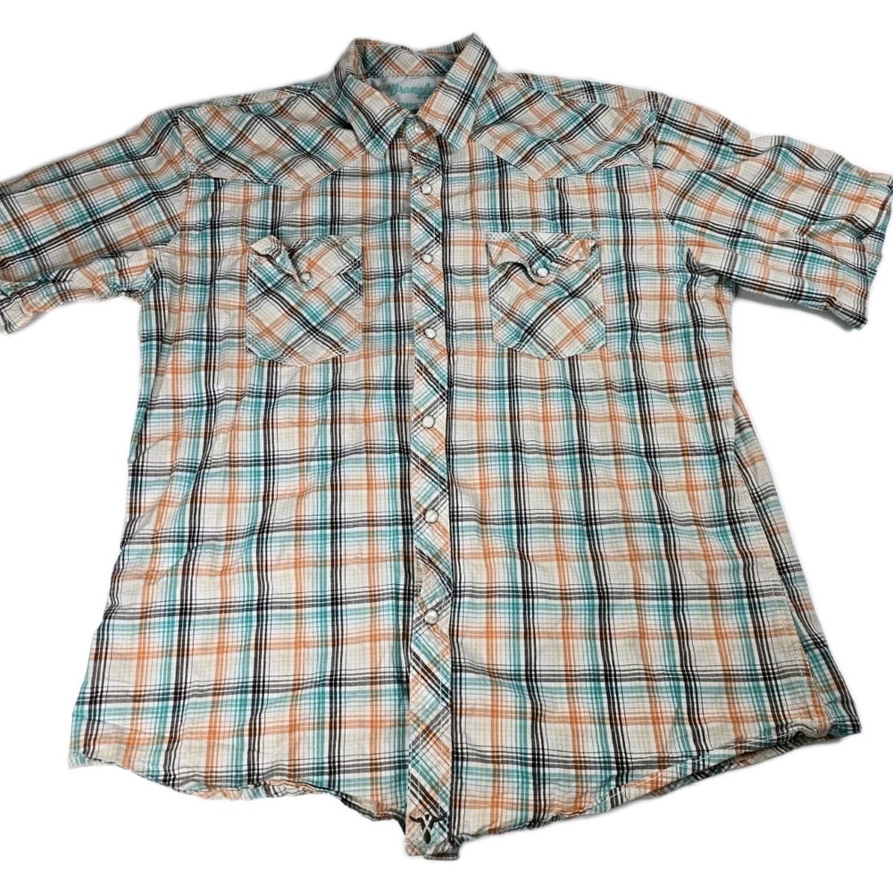 Wrangler 20X Competition Shirt Advanced Comfort Men's Size Large Plaid Pearl